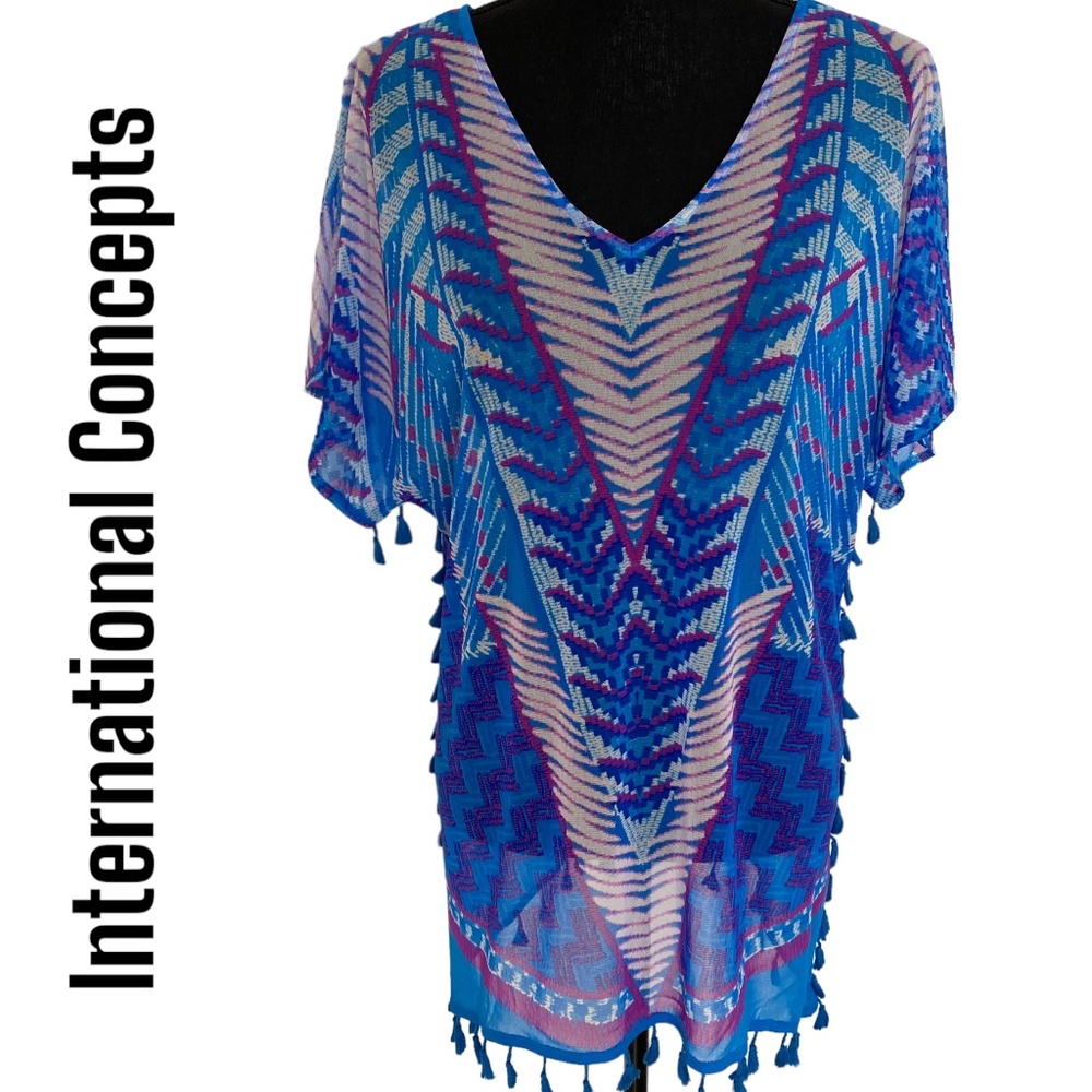 INTERNATIONAL CONCEPTS/INC Tropical Blue Cover-up, Medium